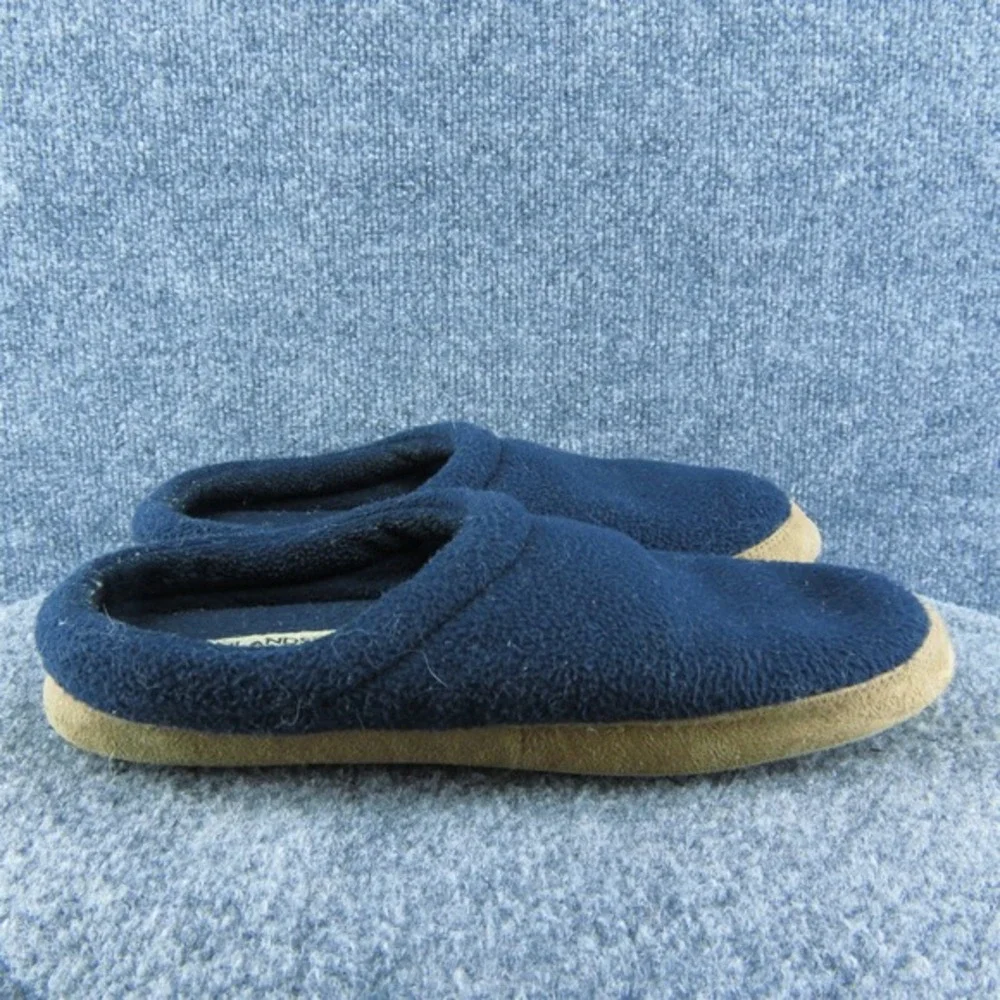 Lands' End Scuffs Men Slip-On Slipper‎ Blue Fabric Slip On Size 8 Medium